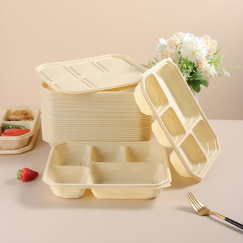Miaojie Corn Starch 5-Compartment Degradable Lunch Boxes
