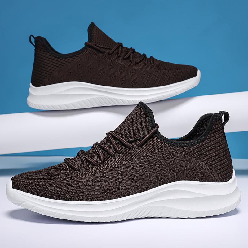 

Men s shoes large size new shoes sports casual shoes fly woven breathable lightweight running shoes men s mesh shoes 46 коричневый