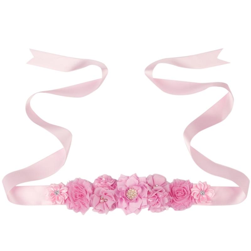 

Rose Flower Waist Belt Waistband Sash with Sparkling Rhinestones Decoration for Fashionistas and Formal Event 180cm