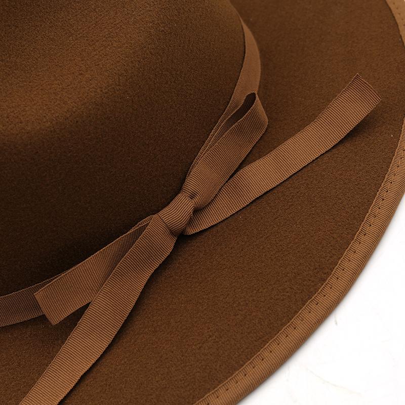Khaki Wool Women Fedora Hat Wide Brim Hats Elegant Lady Gangster Trilby Felt Homburg Church Jazz Hat Men Cowboy Hats