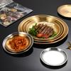 8PC Metal Dining Dish Stainless Steel Round Plate Shallow Tray 14/17/20/23/26cm BBQ Picnic Camping Food Container Tableware Set