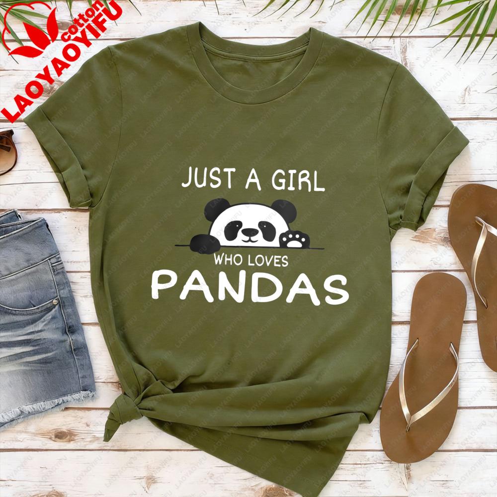 

Just A Girl Who Love Pandas Tshirt Panda Lover Shirt Cute Animal Printed Gift for Women Tee Daily Life Casual Women Cotton Tops 4XL
