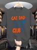 Unisexs Soft Cotton Crew Neck Tee Cat Dad Club Cartoon Kitten Graphic Gift For Male Cat Lovers Casual Daily Short Sleeve Wear Top