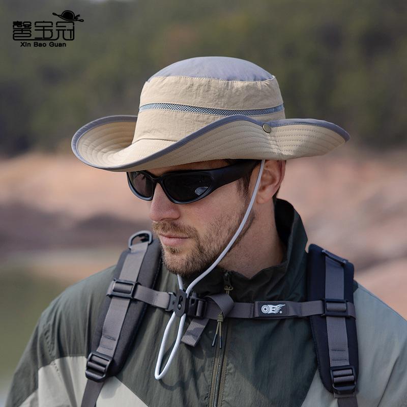 9248 summer big brim sun hat children outdoor mountaineering fishing sun protection hat men's color matching quick drying bucket hat
