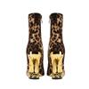 Fashion Kaky's New Leopard Print Pointed Toe High Heel Wolf Teeth Slope Heel Large Women's Boots Short Boots