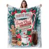 North Pole Santa Hot Chocolate Christmas Flannel Throw Blanket Gingerbread Man Xmas Holiday Decor Blanket