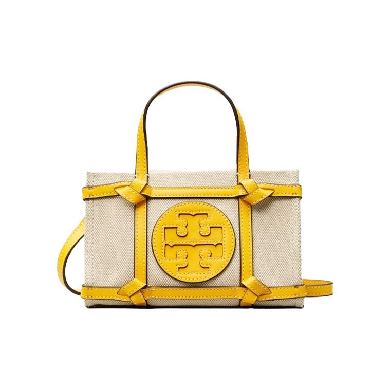 

Tory Burch Ella Zipper Closure Canvas Tote Bag Shopping Bag Mini Women tote Yellow 80429-703 Basic Set (Bag+Dust Bag)