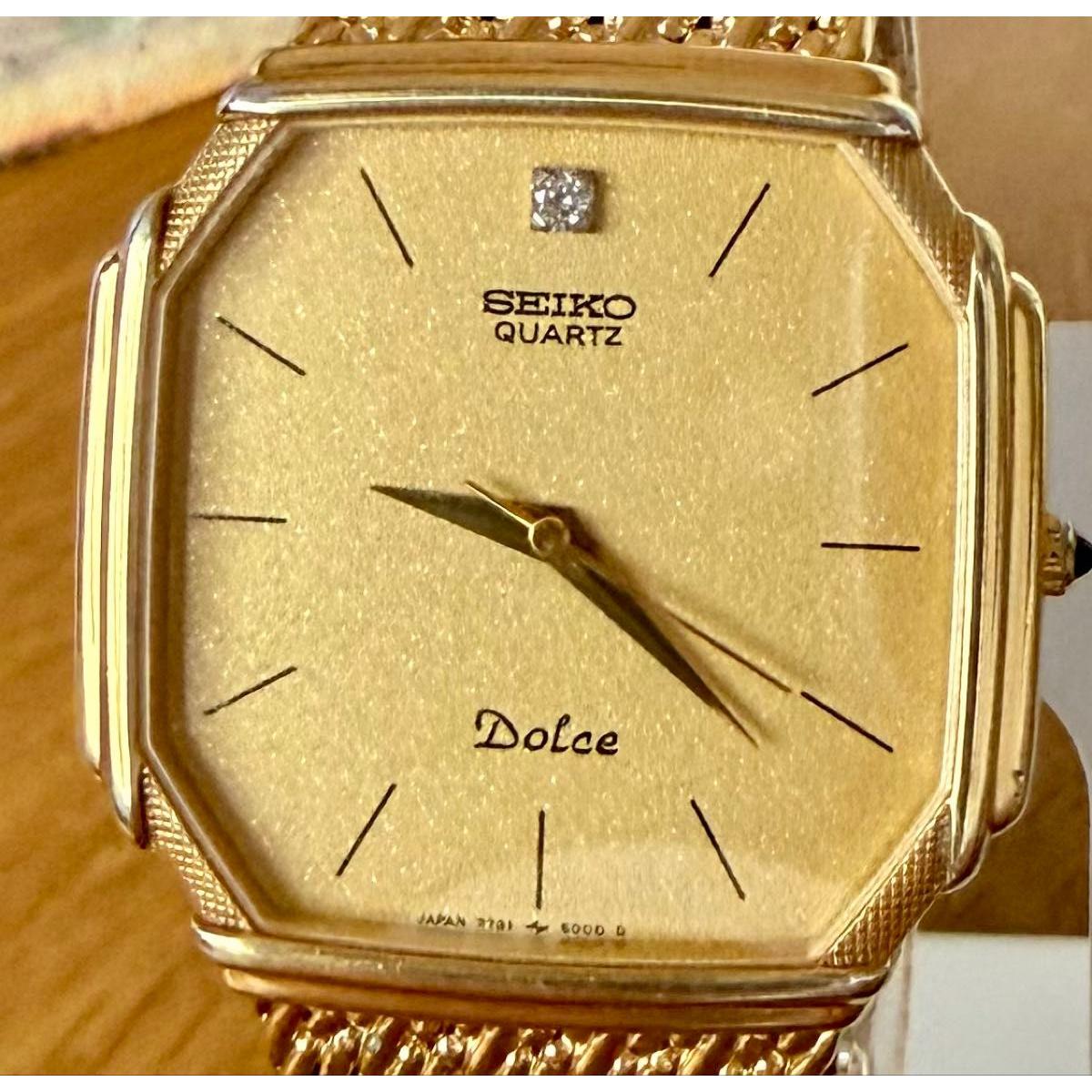 Used SEIKO Dolce Men s Quartz Gold 1P Diamond Men s Watch