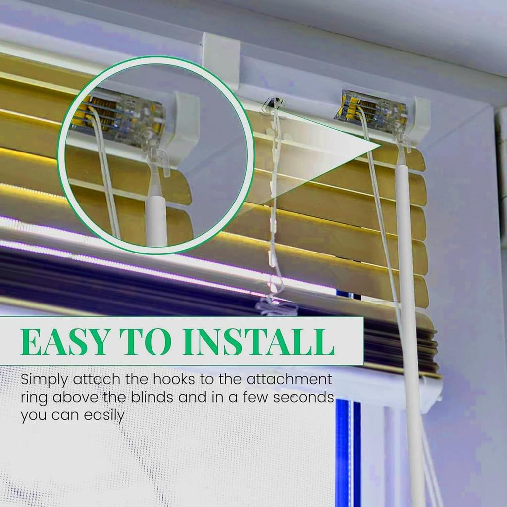 46 Inch Long Blind Wand Replacement with 5 Hook, 1 Pcs White Blind Sticks to Open Blinds, Vertical Blind Rod Replacement Parts, Curtain Opener Stick,