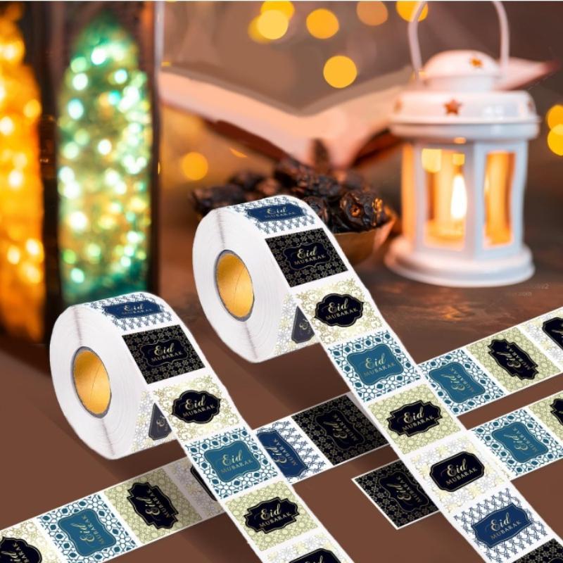 Ramadan Kareem EID Mubarak Stickers for Gift Packaging Islam Muslim Ramadan Decor EID Gift Labels for Home and Celebration