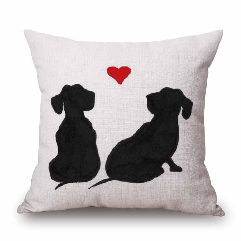 Hand Painting Dachshund Posters Cushion Covers Rose Flower Sausage Dog Keep Calm And Hug Pillowcase Decorative Pillows For Sofa