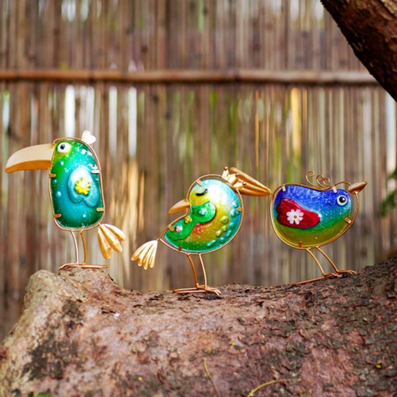 Glass Bird Garden Decor Painted Finish For Gift Giving And Home Decor