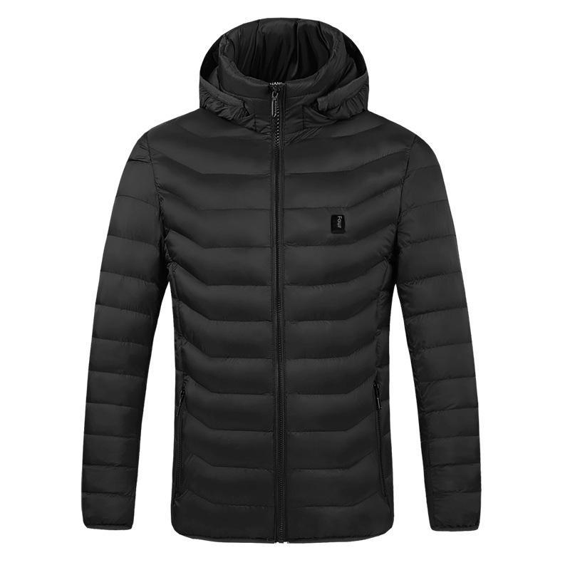 Men's Multi-Zone Hooded Electric Heated Cotton Coat with Long Sleeves