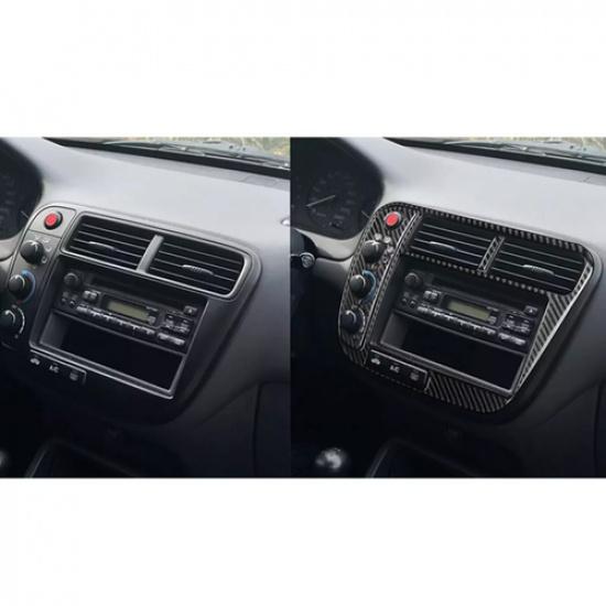 Carbon Fiber Center Console A/C Radio Panel Trim For Honda Civic 1996-2000
