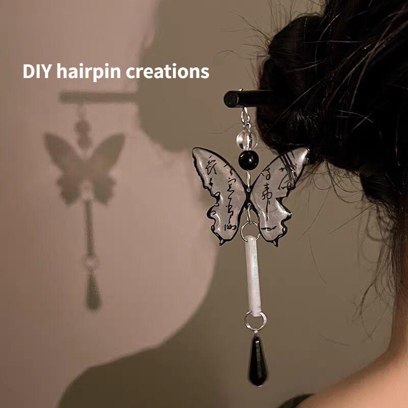 7PCS Chinese Ancient Shell Pendant Hollow Carving Different Patterns Shell Long DIY Necklace Bracelet Red Rope Woven Jewelry