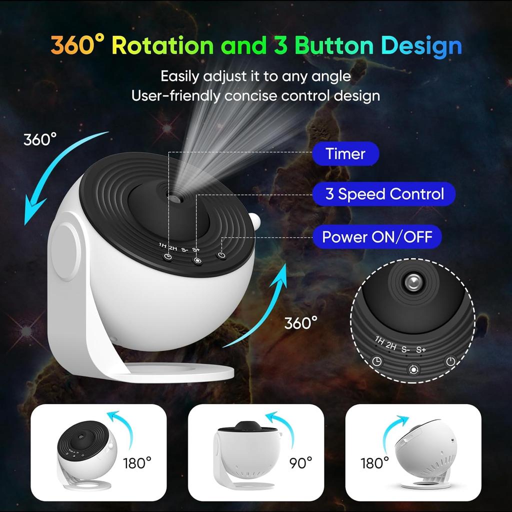 Night Light Galaxy Projector Starry Sky Projector Rotate Planetarium Lamp for Kids Bedroom Valentines Day Gift Wedding Decor