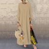 Abito da Donna Floreale Vintage Manica 3/4 Girocollo Patchwork di Colore Bottone