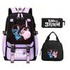 Stitch Cartoon Print School Backpack Lunch Bag Pencil Case Set for Kids Students Lilo & Stitch Shoulder Bag