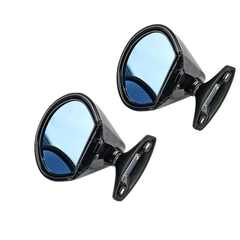 California Style Classic Car Door Wing Side View Mirrors Black Shell Blue Glass