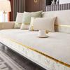 1pc Solid Color Sofa Cover Cotton Linen Four Season Anti-Slip With Gold Lines Decor Couch Seat Cover Blanket Modern Living Room