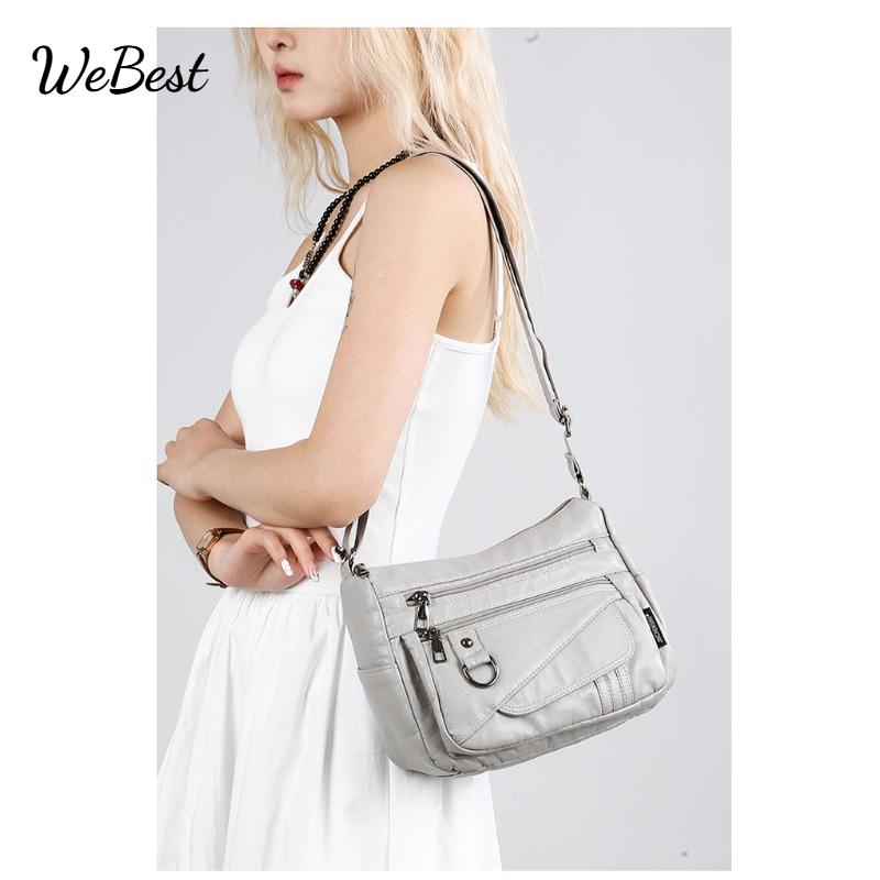 

Large Capacity Single Shoulder Lightweight Soft Leather Crossbody Bag коричневий