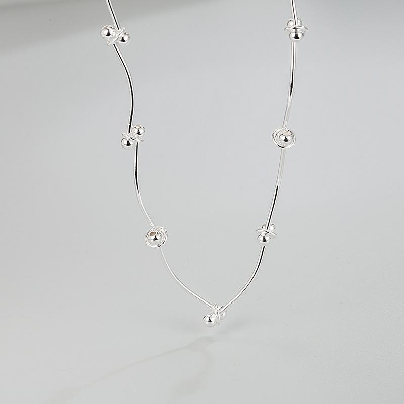 Original Ins Design S925 Sterling Silber Halskette Handgemachte Nähen Runde Perle Halskette Persönlichkeit Alles Schlüsselbein Kette Weibliche