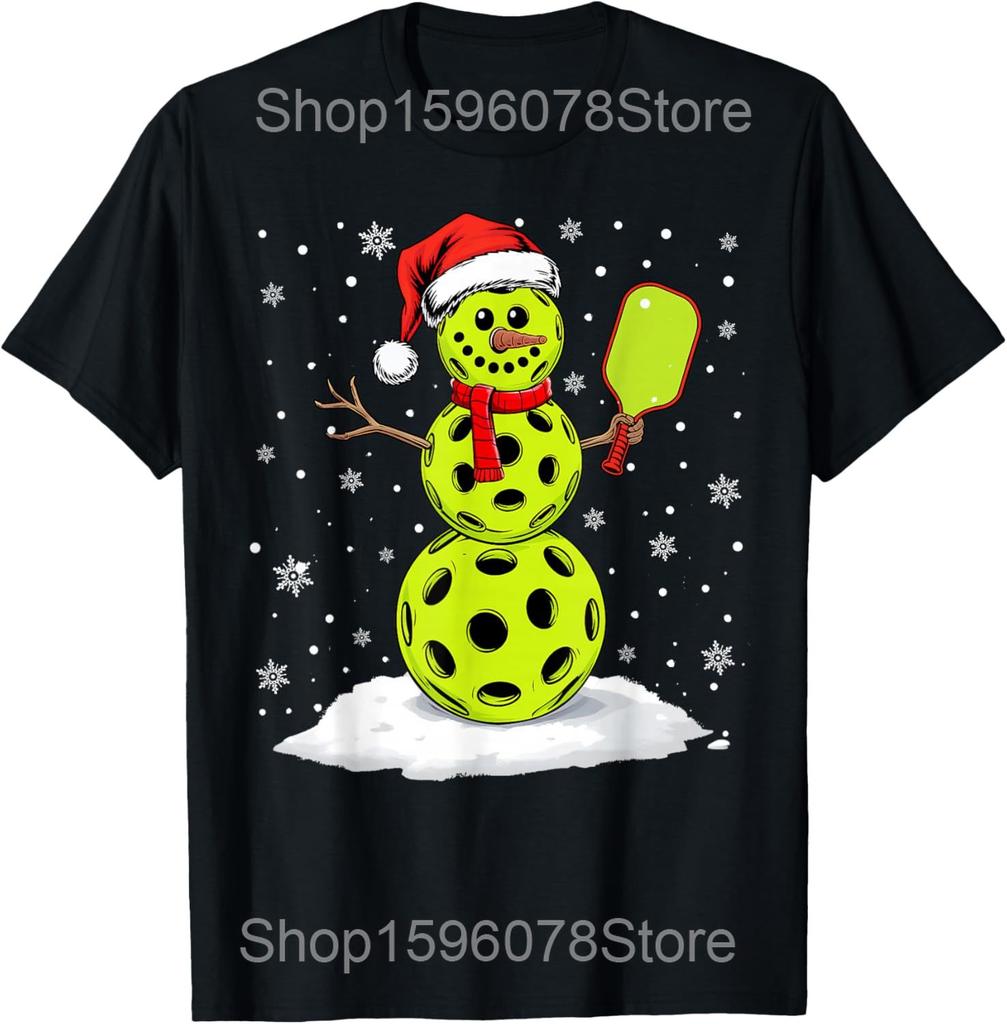 12 Days of Pickleball Christmas Players Season Sport Lover T Shirts Men Streetwear Tee Shirt Short Sleeve Unisex Loose Clothing