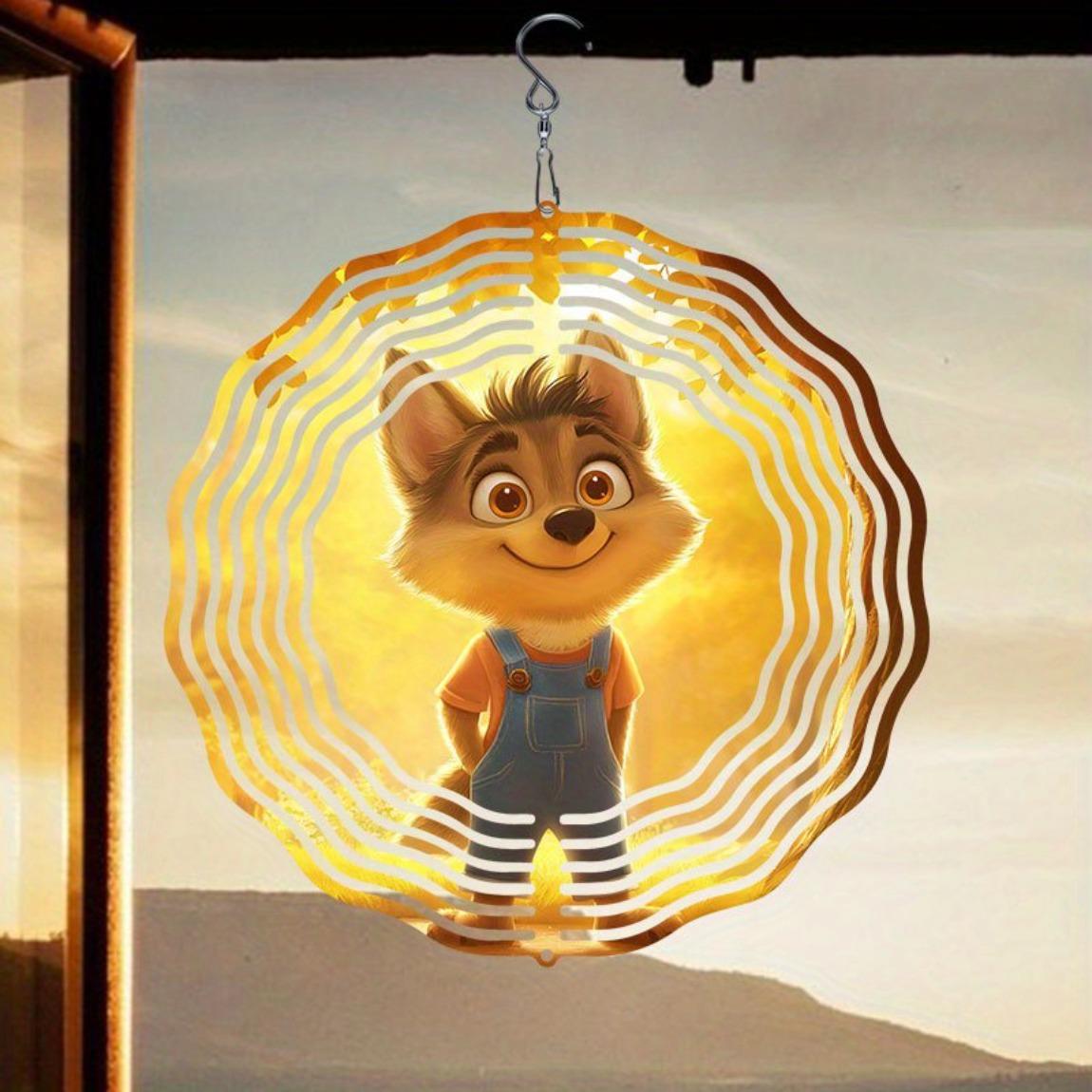 

Forest Gray Wolf Pattern Spinner Wind Chime for Outdoor Garden Yard Patio Decor Hanging Art Ornament Home Decoration
