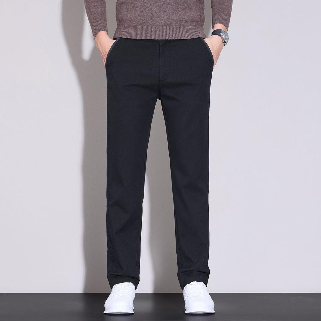 Autumn new four seasons elastic navy blue business slim straight casual pants men's very light pants