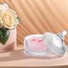 Fashionable Glass Storage Box with 3 Soft Body Powders Puff for Neat and Tidying Space Saving Designs Daily Use