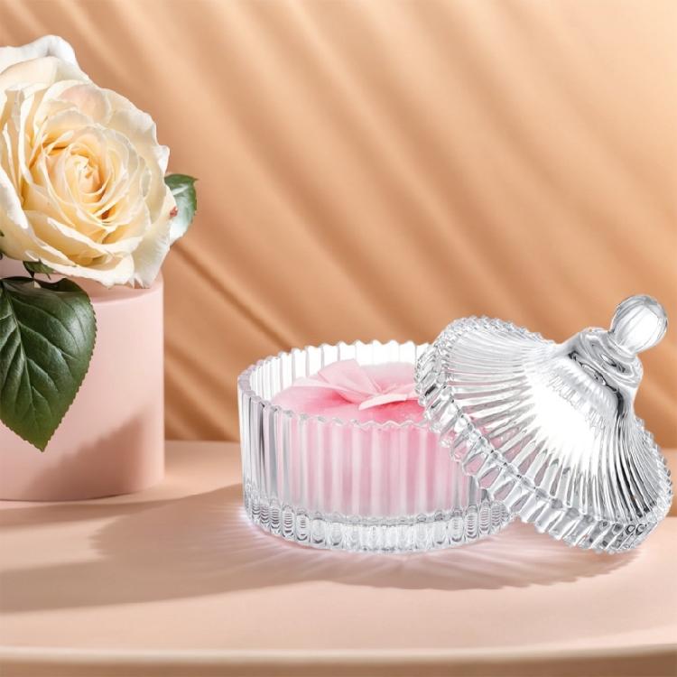 Fashionable Glass Storage Box with 3 Soft Body Powders Puff for Neat and Tidying Space Saving Designs Daily Use