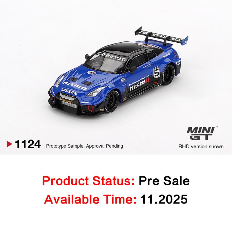 ABE4 MINIGT 1124 In Stock 1:64 LBWK LB Silhouette WORKS GT NISSAN 35 GT RR Ver.2 Blue Diecast Car Model Collection Toys