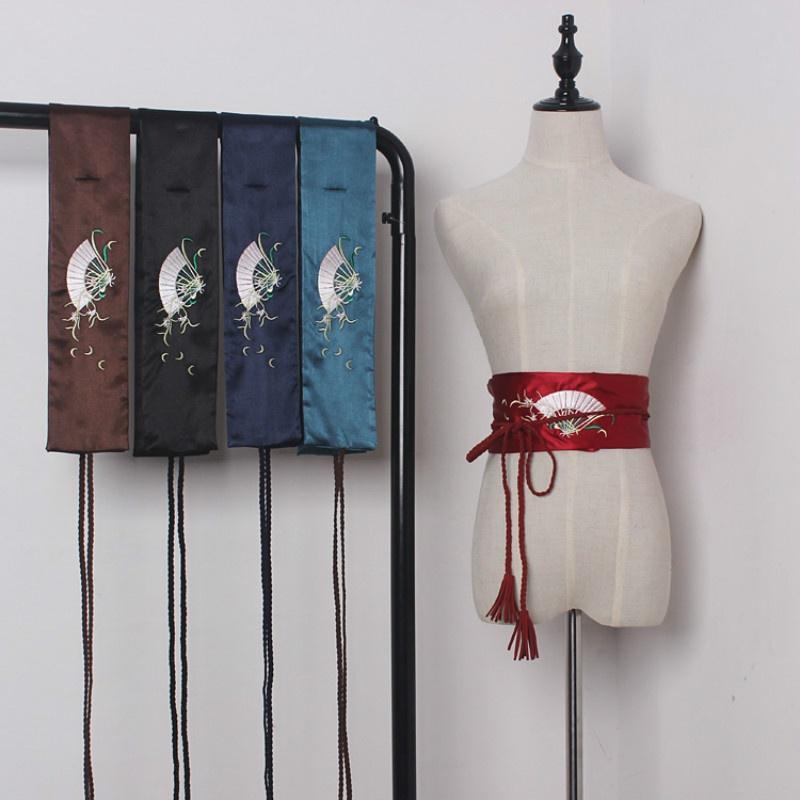 Women Satin Belt Japanese Kimono Obi Wide Waistband Yukata Strap Faux Silk