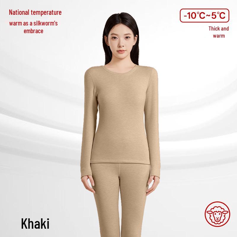 Női kasmírkeverék hőtermelő kerek nyakú termál szett: Antisztatikus, Bőrbarát, Őszi/Téli Alsónemű
