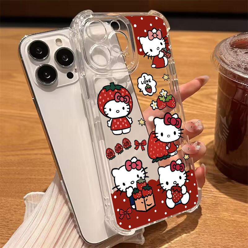 Transparent Hello Kitty Phone Case For Samsung Galaxy S26 Ultra 5G S25 FE Edge S24 S23 S22 Ultra Plus A57 5G Shockproof Cover