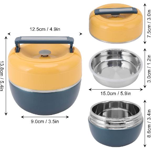 Haofy Boxes, 0.8L Stainless Steel Thermal Lunch Box 2 Layer Insulated Lunch Containers Vacuum Insulated Food Jar