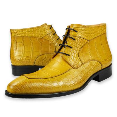 Fashion Yellow Black Men Boots Lace Up Formal Office Leather Casual Shoe Elegant Fashion Designer Oxford Style Ankle Boots Fast Delivery