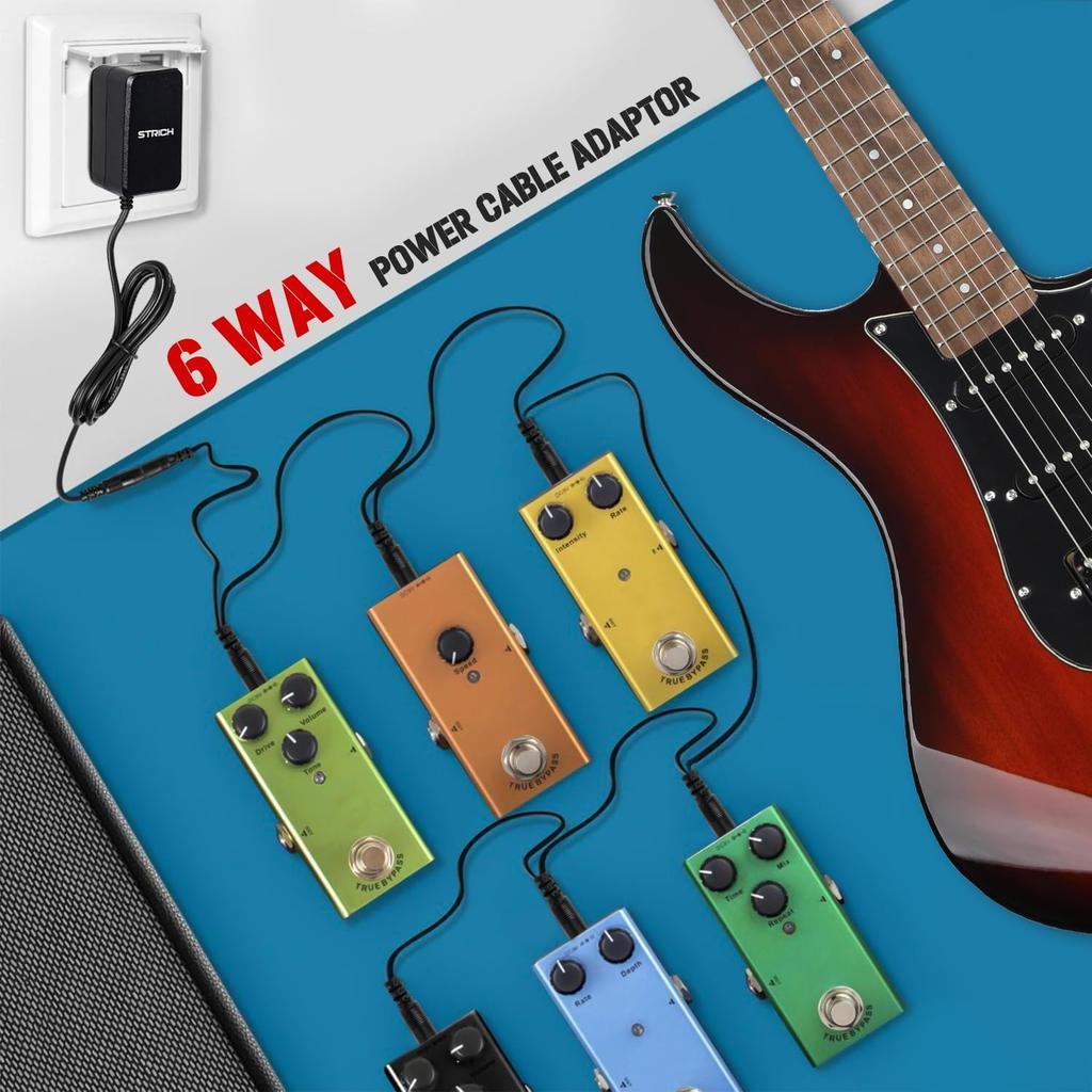 STRICH DC9V 1A Power Supply for Electric Guitar and Effects Pedals SPA-10 6-Channel