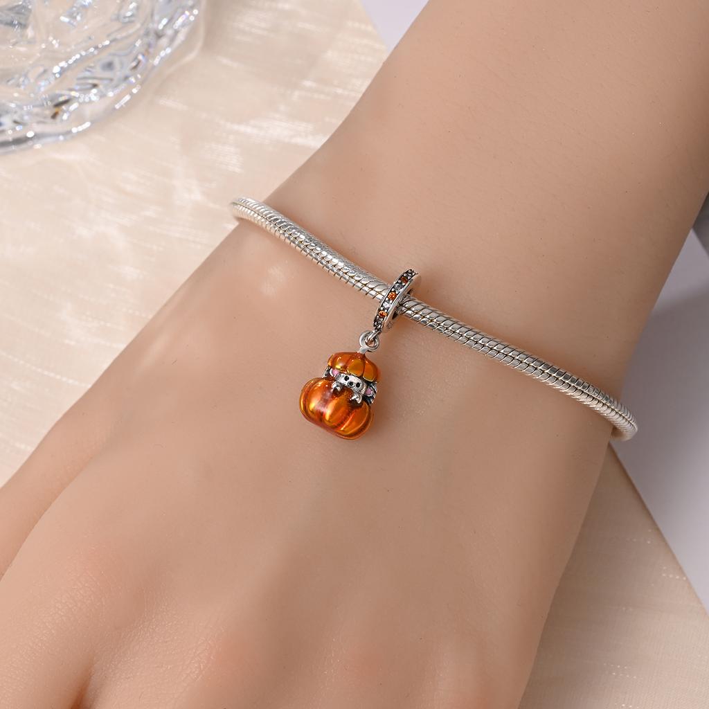 Delicate Cute Copper Metal Squirrel Pumpkin Easter Series Dangle Charm Bead Component Compatible With Authentic Original Bracelet High Quality Fine