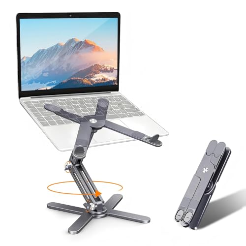 N86 Držák na notebook 360° otočný zvedací hliníková slitina Počítačový držák Držák na notebook na stůl Šedý