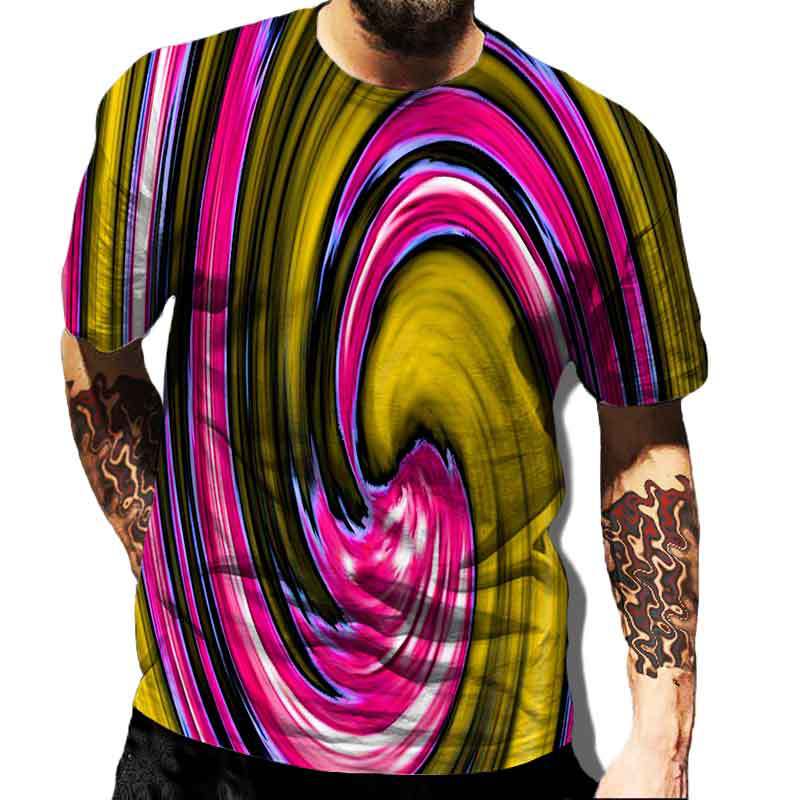 Geometric Shape Creative Design Colorful Vortex 3D Printed T-shirt Casual Street Men's T-shirt