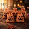 Bulk Candy Containers 5Pcs Halloween Burlap Drawstring Bags, Treat Pouch for Party Favor, Gift Bags Rustic Goodie Trick or Reusable Packaging Holiday