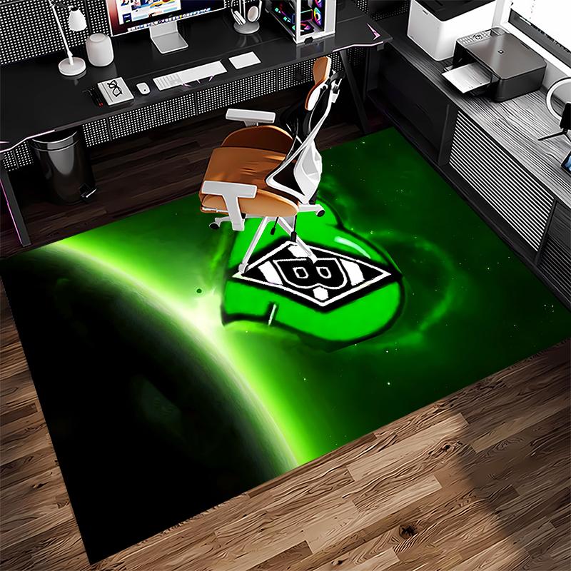 1pc Borussia Monchengladbach Logo Print Area Rug - Soft,Washable Non-Slip Indoor Mat for Office Chairs,Living Room,Home Office Decorative Rug