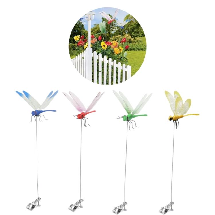 12Pcs Dragonfies Clip 3D Dragonfies Garden Stakes Decors Fly Deterrents Dragonfies Fly Deterrents,Garden Bird Scare Devices
