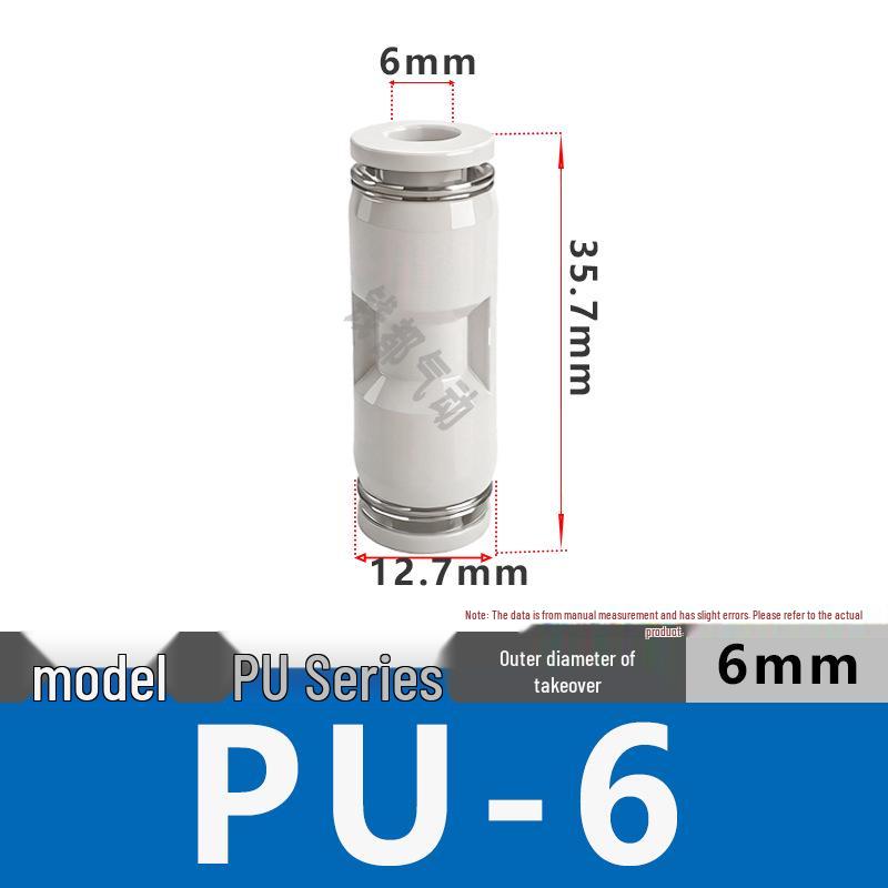 PU Series Pneumatic Quick Plug Connector: PU-4 to PU-16 High-Pressure Air Hose Adapter.