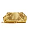 Elegant Golden Pleated PU Evening Clutch with Detachable Chain Strap Chic Women's Handbag for Dinner Parties and Formal Events Party Handbag Luxury