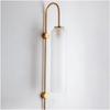 Mid-Century Modern Wall Sconce, Frosted Gray Glass & Gold Long Arm Wall Light, E26 Base, for Bedroom, Living Room(White)