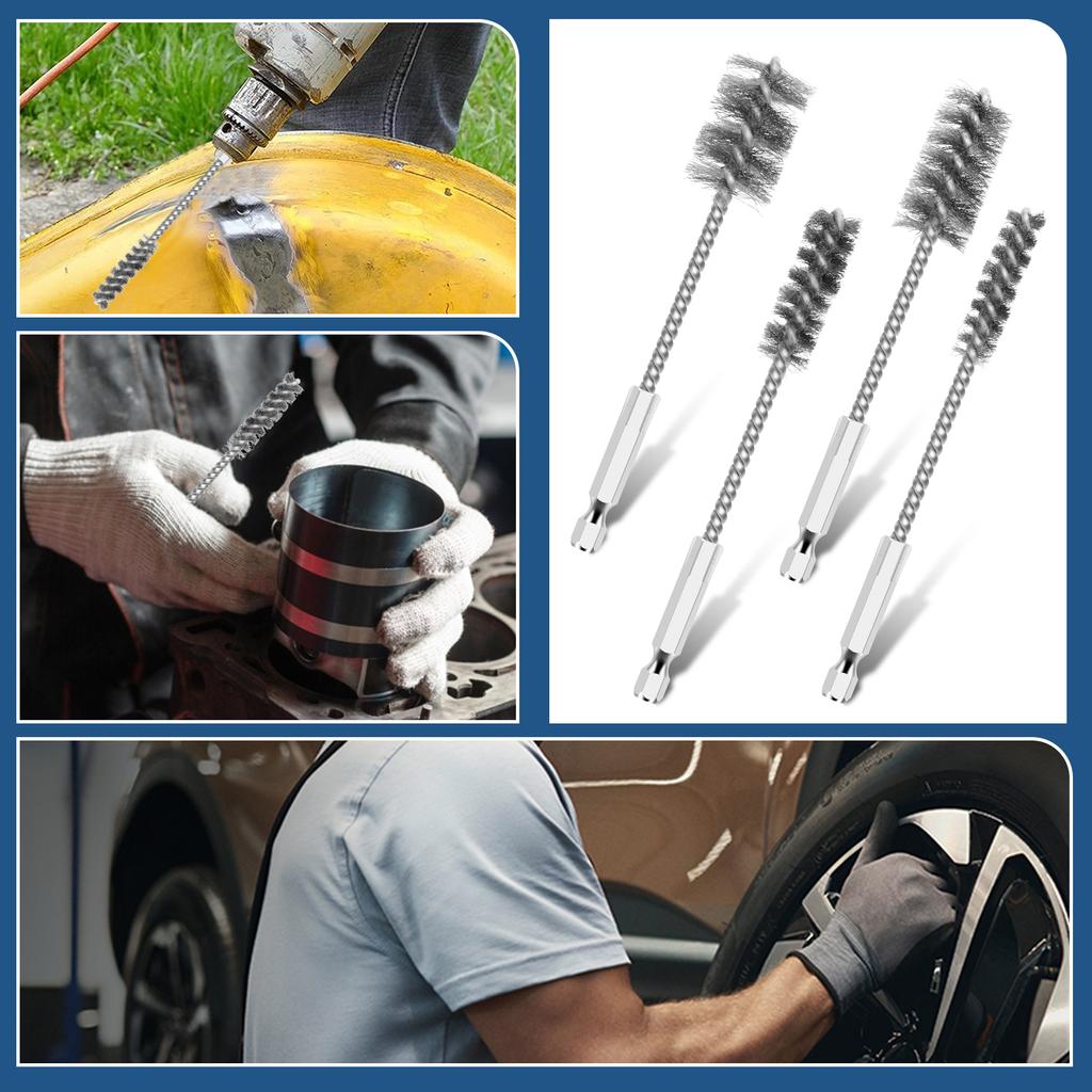 8Pcs Wire Brush Bore Brush Rust Removal Drilling Brush Twisted Wire Cleaning Brushes For Electric Drill Impact Tool Cleaning