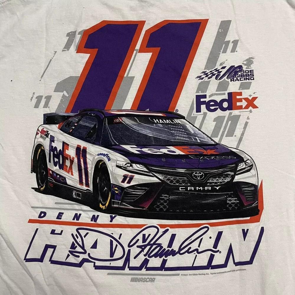 VTG #11 Denny Hamlin Nascar Fed Ex T-shirt Joe Gibbs Racing Purple Unisex T-Shirt XXXXL