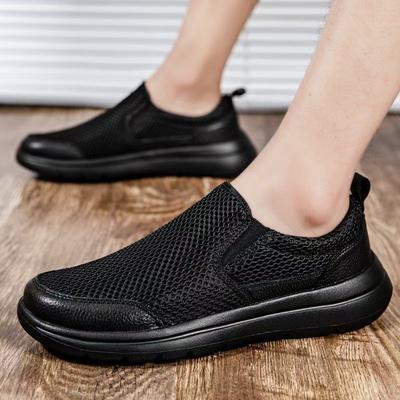 Casual Shoes Men's Summer Hollow Cloth Shoes Black Walking Shoes Soft Sole Light Sports Shoes Running Shoes